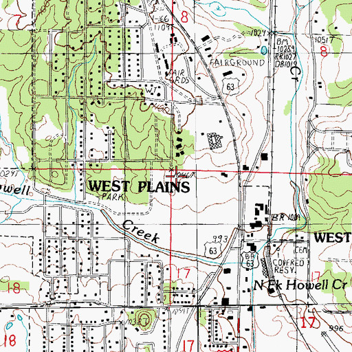 Topographic Map of West Plains Fire and Rescue Station 2, MO
