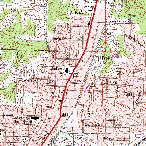 Topographic Map of Saint Joseph Fire Department Station 12, MO