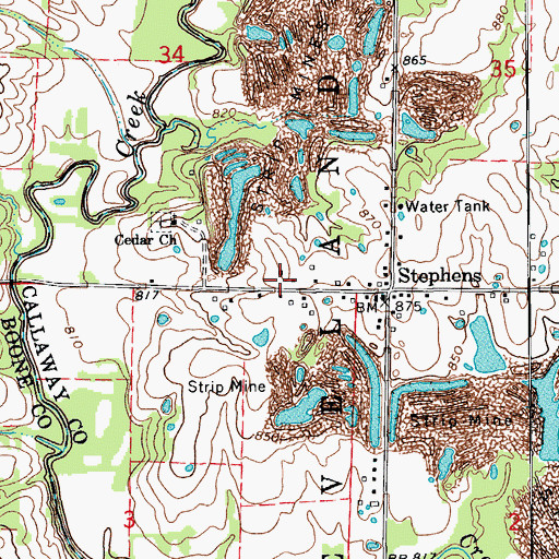 Topographic Map of North Callaway Fire Protection District Station 4, MO