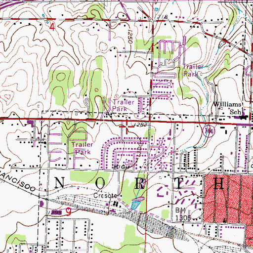 Topographic Map of Springfield Fire Department Station 5, MO