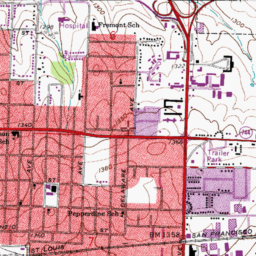 Topographic Map of Springfield Fire Department Station 4, MO