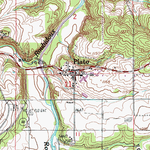 Topographic Map of Plato Rural Fire Protection Association, MO