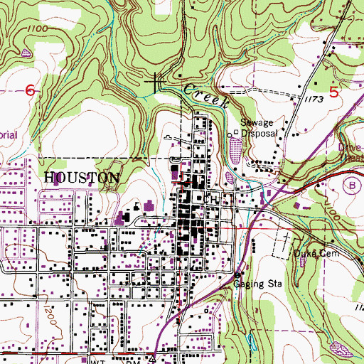 Topographic Map of Houston Rural Fire Protection Association, MO