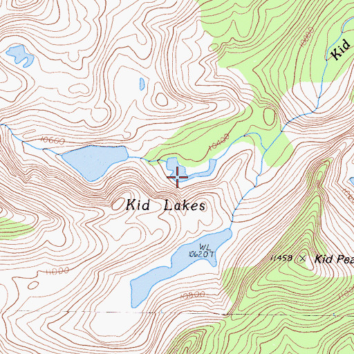 Topographic Map of Kid Lakes, CA