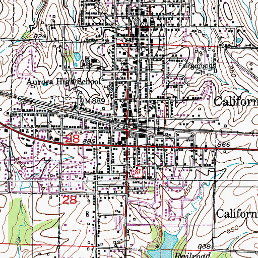 Topographic Map of California Rural Fire Protection District Main Station, MO