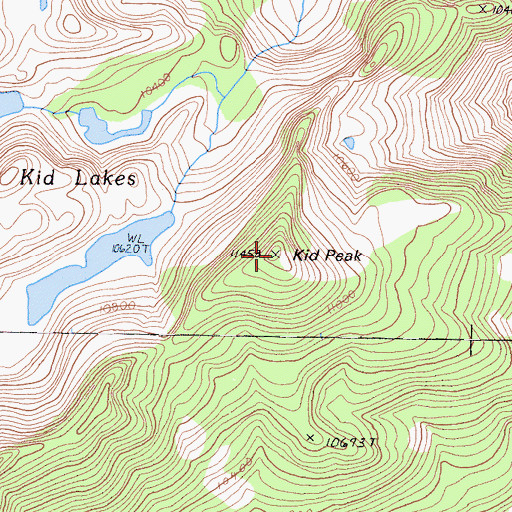 Topographic Map of Kid Peak, CA