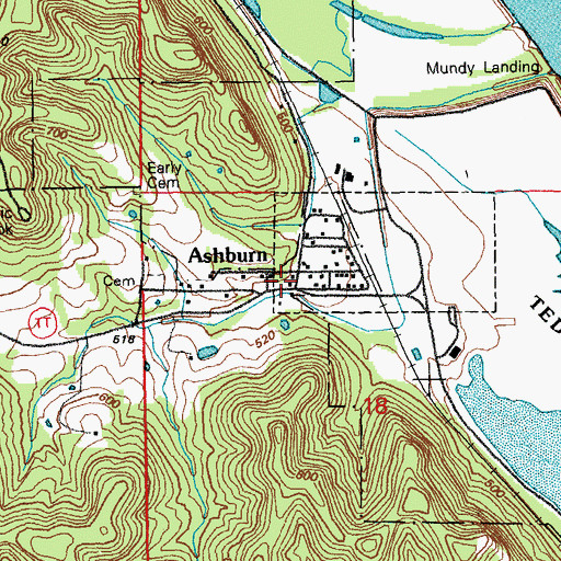 Topographic Map of Ashburn Rural Volunteer Fire Department, MO