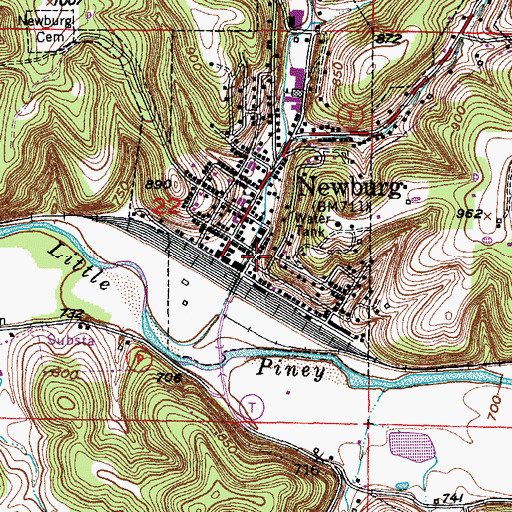 Topographic Map of Newburg Fire Department, MO