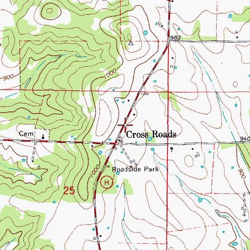 Topographic Map of Dora Volunteer Fire Department, MO