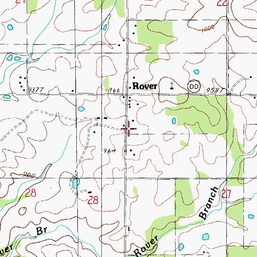 Topographic Map of Rover Volunteer Fire Department, MO