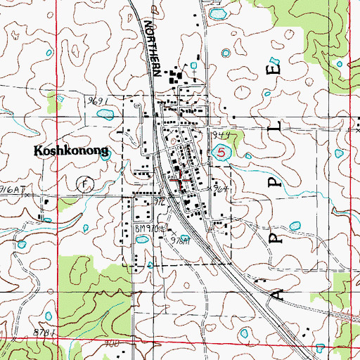 Topographic Map of Koshkonong Volunteer Fire Department, MO