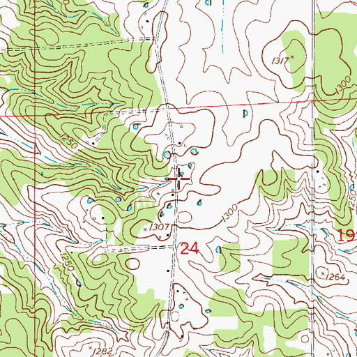 Topographic Map of Lenox Rural Fire Department Headquarters, MO