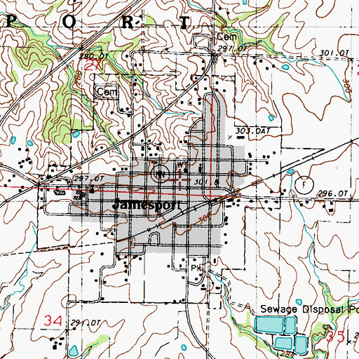 Topographic Map of Jamesport Volunteer Fire Department, MO