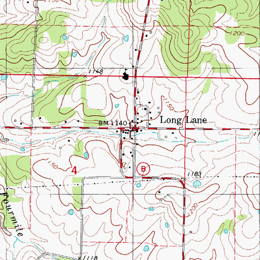 Topographic Map of Long Lane Volunteer Fire Department, MO