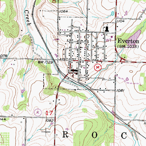 Topographic Map of Everton City Fire Department, MO
