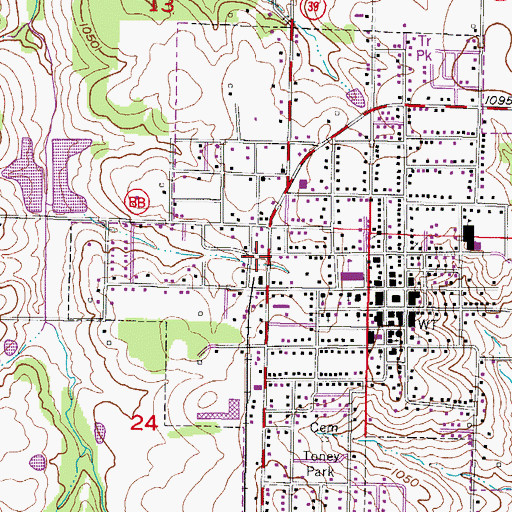 Topographic Map of Greenfield Fire Department, MO