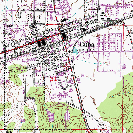 Topographic Map of Cuba Volunteer Fire Department Station 1, MO