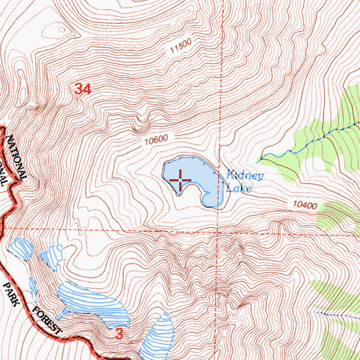 Topographic Map of Kidney Lake, CA