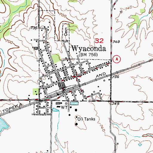 Topographic Map of Wyaconda Community Fire Department, MO