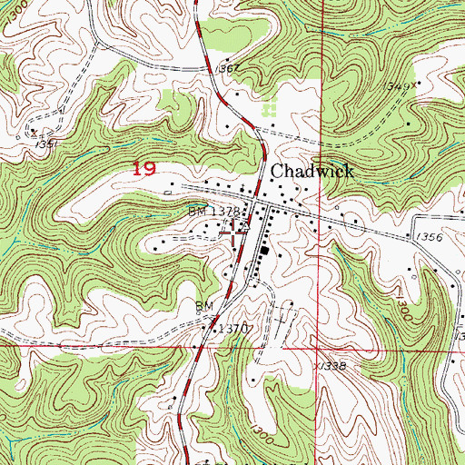 Topographic Map of Chadwick Rural Fire Department, MO