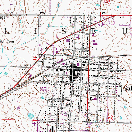 Topographic Map of Salisbury Fire Department, MO