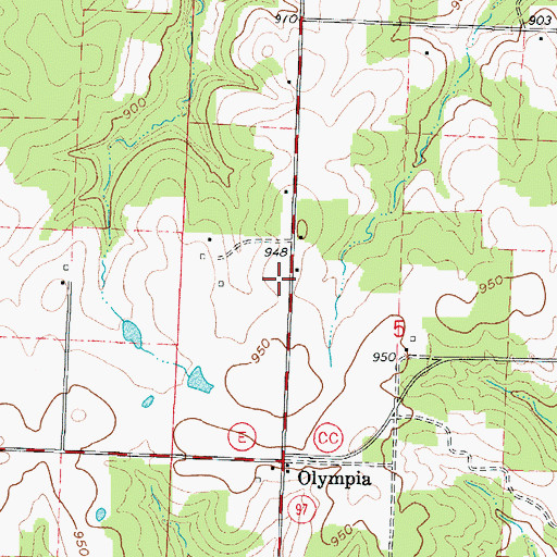 Topographic Map of Olympia Rural Fire Department, MO