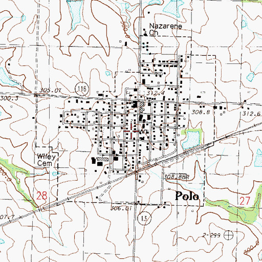 Topographic Map of Polo Volunteer Fire and Rescue Department, MO