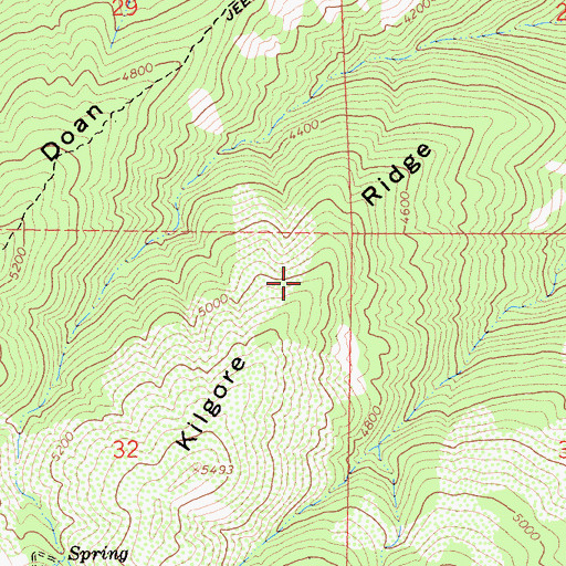Topographic Map of Kilgore Ridge, CA