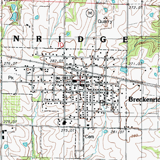 Topographic Map of Breckenridge Volunteer Fire Department, MO