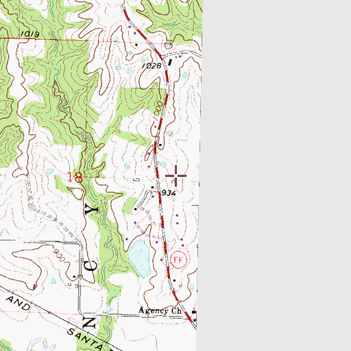 Topographic Map of South Central Buchanan County Fire Protection District Station 1, MO