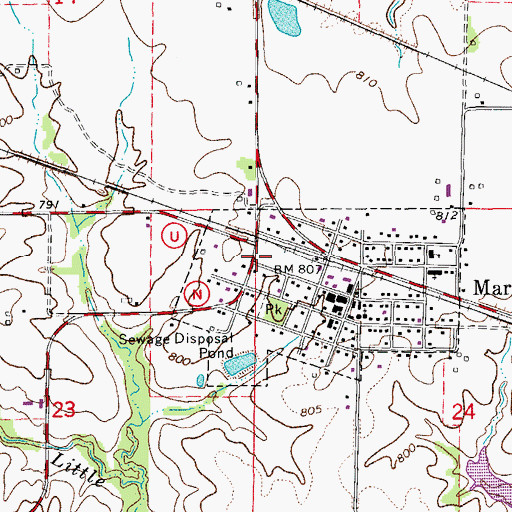 Topographic Map of Martinsburg Area Fire Protection District, MO