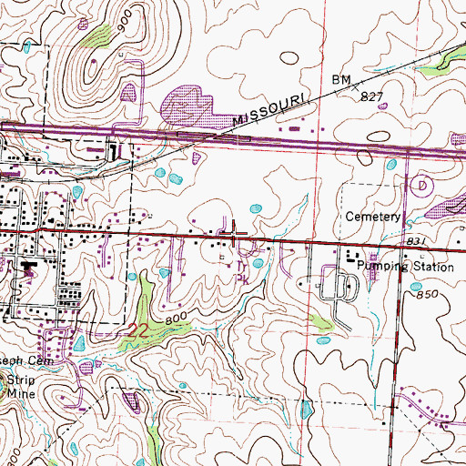 Topographic Map of Johnson County Fire Protection District Station 4, MO