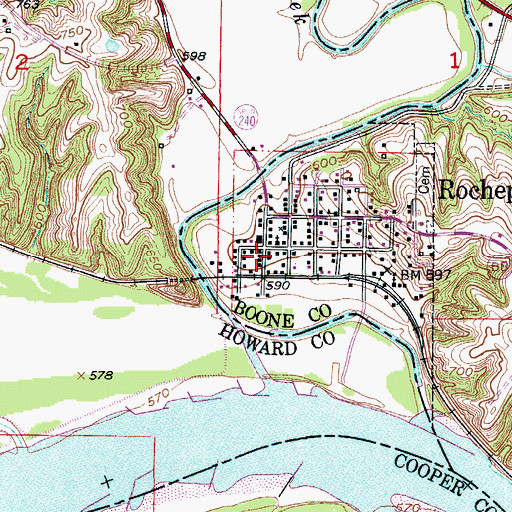 Topographic Map of Boone County Fire Protection District Station 2, MO