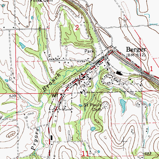 Topographic Map of New Haven - Berger Fire Protection District Station 5, MO