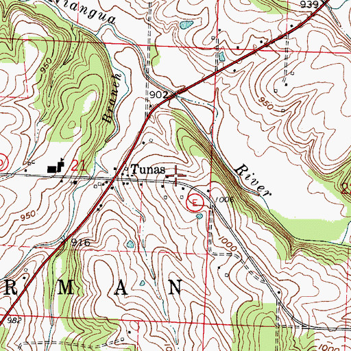 Topographic Map of Tunas Volunteer Fire Department, MO