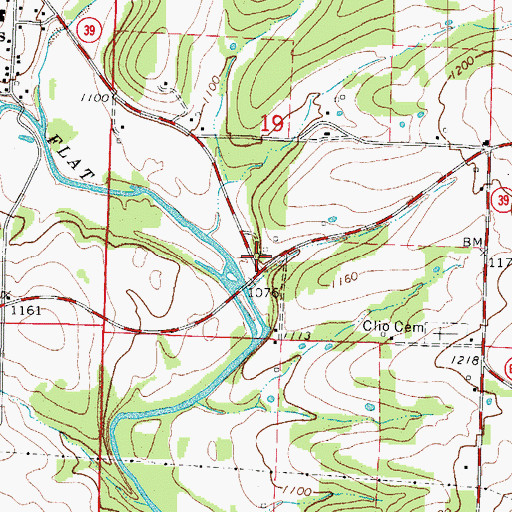 Topographic Map of Jenkins Rural Fire Department Headquarters, MO