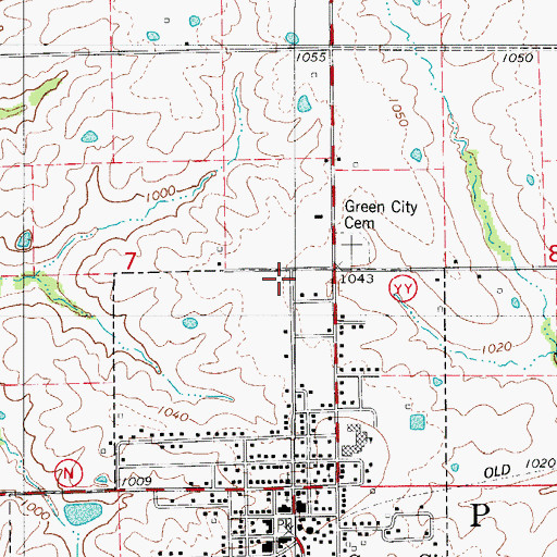 Topographic Map of Green City Fire Rescue, MO