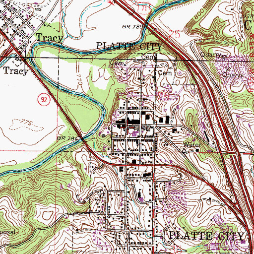 Topographic Map of Central Platte Fire Protection District, MO