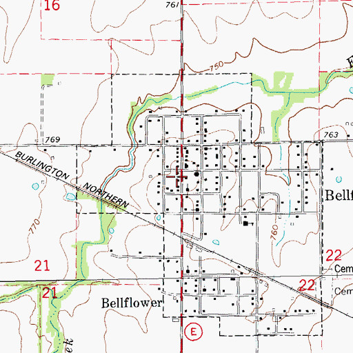 Topographic Map of Bellflower Volunteer Fire Protection District, MO