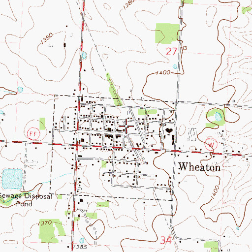 Topographic Map of Wheaton Fire Department Main Station, MO