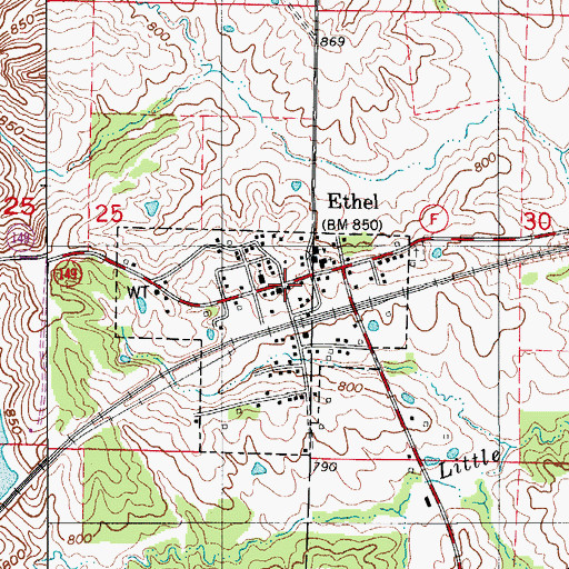 Topographic Map of Ethel Volunteer Fire Department, MO