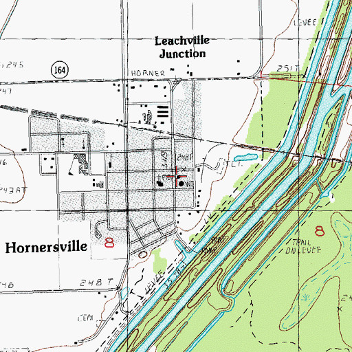 Topographic Map of Hornersville Fire Department, MO