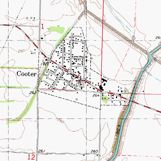 Topographic Map of Cooter Volunteer Fire Department, MO