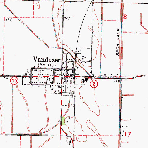 Topographic Map of Vanduser Fire and Rescue, MO