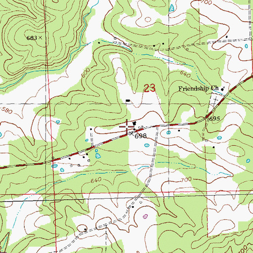 Topographic Map of Glenallen Fire Protection Association Station 2, MO
