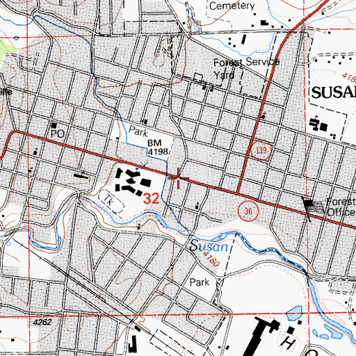 Topographic Map of Susanville Fire Department, CA