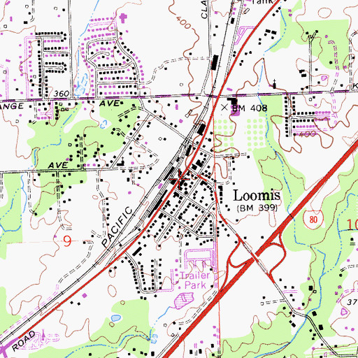 Topographic Map of Placer County Fire Department Station 28 / Loomis Fire Protection District Station 1, CA