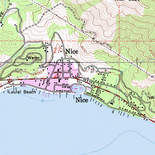 Topographic Map of Northshore Fire Protection District Station 85 Nice, CA