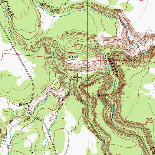 Topographic Map of Benny Creek, AZ