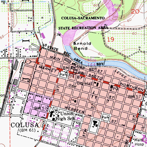 Topographic Map of Colusa Fire Department, CA